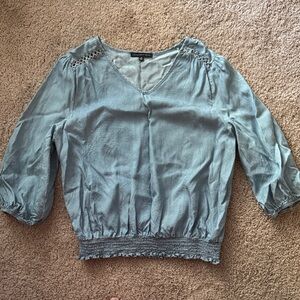 Adrienne Vittadini Light Blue V-Neck Blouse